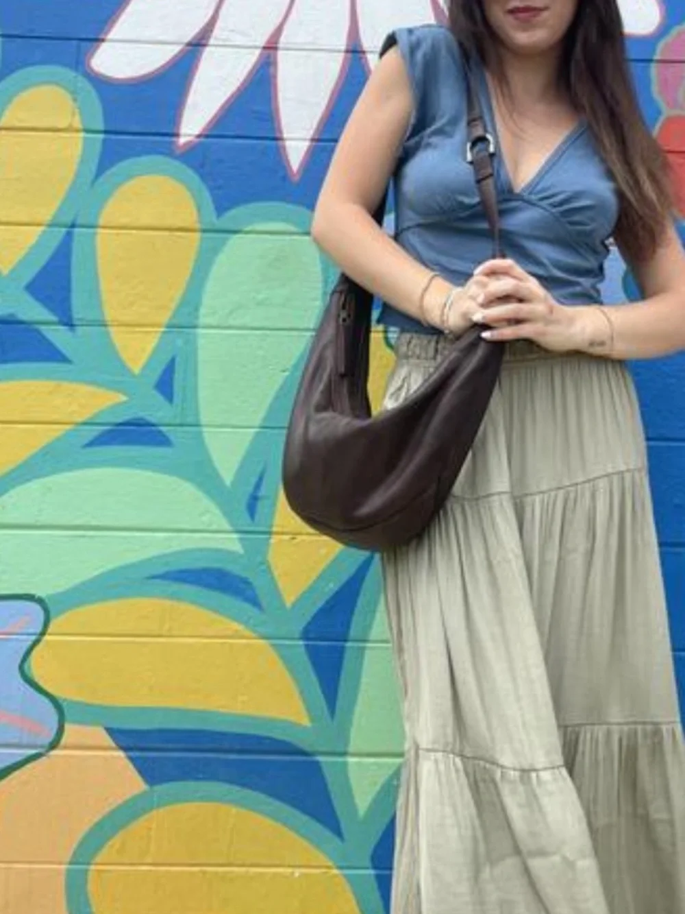 Free People Idle Hands Sling bag,Leather Crossbody Espresso Brown Adjustable New - Picture 3 of 15